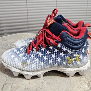 Under Armour Locked Down USA Gold Stars High Top Cleats Red, White & Blue
